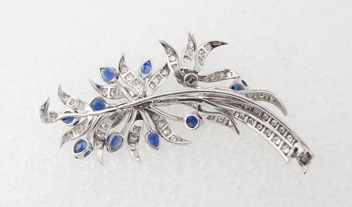 Cropp & Farr, a sapphire and diamond brooch, circa 1976